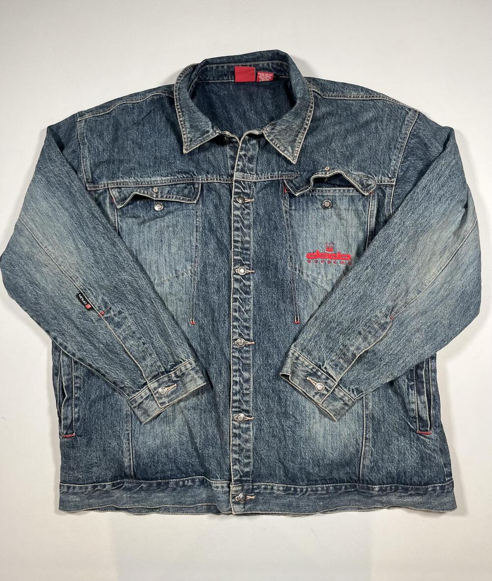 Vintage Dada Supreme Jacket Mens 3XL Blue Denim Hip Hop Streetwear Button Bomber